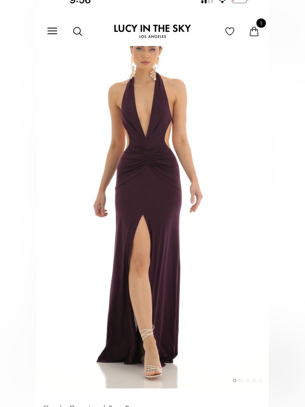 Lucy in the Sky Deep Plum Plunge Halter Gown